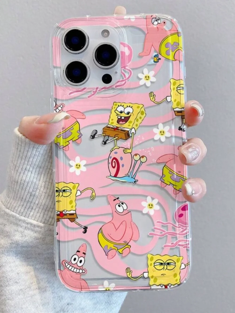 iPhone XS Max SpongeBob & Patrick Pink Clear Phone Case